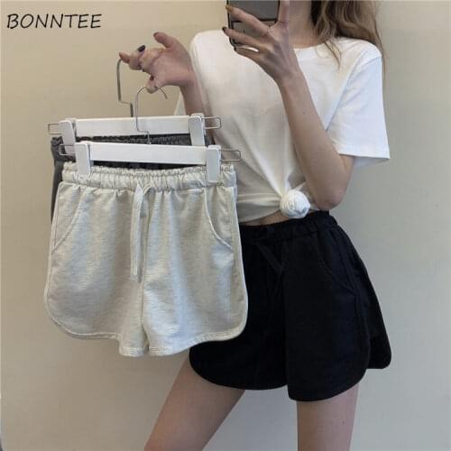 Hot Sale Shorts Women Harajuku Simple Korean Elastic Waist Soft Students Female New Ins Summer Popular 3 Colors Jogger All-match