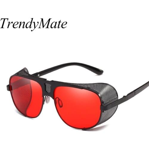 Gothic Steampunk Sunglasses Women Men Vintage Retro Round Metal Sun Glasses UV400 Steam Punk Goggles Mirrored Oculos 1496T