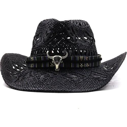 Simple Straw Western Cowboy Hat Hand Made Beach Felt Sun Hats Party Cap For Man Woman Curling Brim Cap Sun Protection