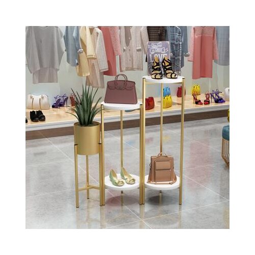 Clothing shop iron bag display rack womens shoes high and low decoration shelf window running table double display rack combina