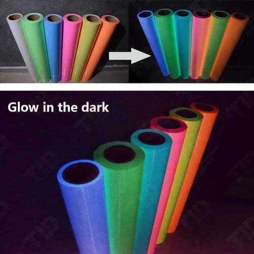 SUNICE 50x30cm 1/3/5pcs Pack PU HTV, Glow in the Dark Heat Transfer Vinyl Film, Iron on Heat Pressing Film, T-shirts Decoration