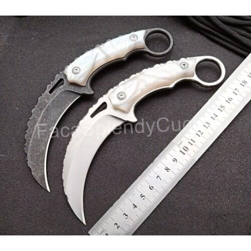 TdBg Magic Bird Claw Krambit Knife 9cr18mov Blade Acrylic Handle Tactical Pocket Fixed Blade Knife EDC Survival Tool Hunt Knives