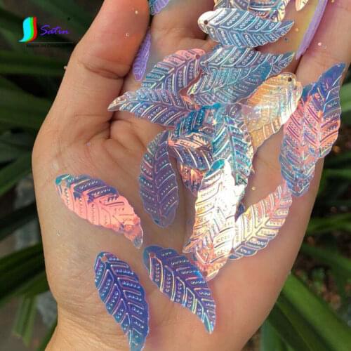 Weight 500g 10X33mm Symphony Transparent White Embossing Leaf Sequin,DIY Sew Gift Wedding Party Art Decoration Accessory S0893L