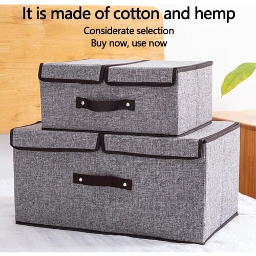 BedroomSundries Storage Box Fabric Cotton Linen Container Household Wardrobe Organizer Laundry Large Foldable Clothes Basket Bin