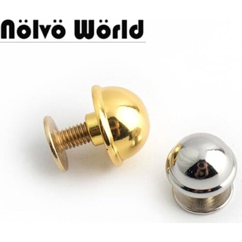 50pcs 8mm mushroom head metal polished silver stud DIY bag bottom rivets in screws