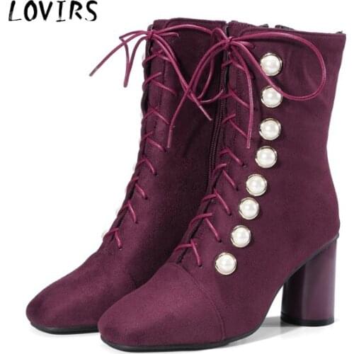 LOVIRS Women Gladiator Cross Strap And Buttom Ankle Boots Chunky Heels Casual