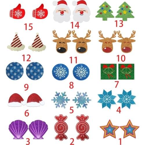 Women Christmas Pasties Nipple Cover Glitter Cartoon Disposable Breast Stickers