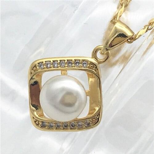 Ladys 5 colors new white/black/purple/grey/pink natural freshwater pearls 18kgp inlay zircon small pendant with chain 11