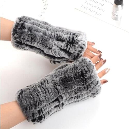 IANLAN Winter Womens Thermal Real Fur Gloves Knitted Rex Rabbit Fur Mittens Students Fingerless Computer/Keyboard Gloves IL00215