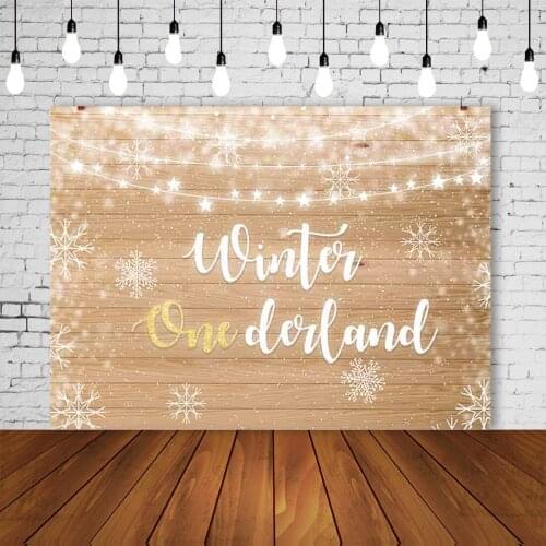 Winter Onederland Backdrop White Snowflake Boy Girl 1st Birthday Christmas Party Banner Star Lights Portrait Background Poster