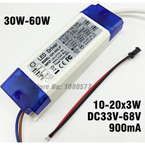 1-10 Pieces 10-20x3W 900mA 30W 40W 50W 60W LED Driver DC33-68V High Power LED Power Supply Lighting Transformers