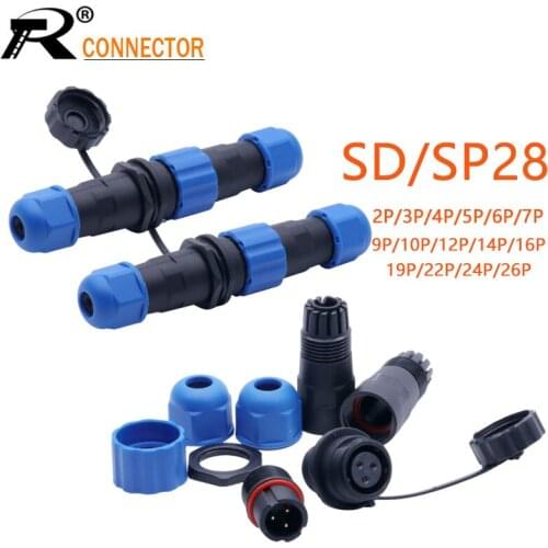 1set SP28 Docking waterproof connector 2 pin 3/4/5/6/7/9/10/12/14/16/19/22/24/26Pin IP68 cable connectors