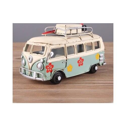 1pcs Creative handmade home accessories, wrought iron handicrafts iron retro home furnishing bus classic buses