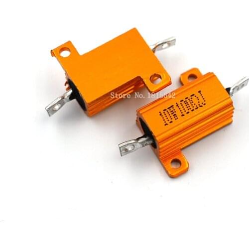 2PCS RX24 10W 100R 100RJ Wire Wound Resistor Metal Shell Aluminium Golden Resistor 10Watt 100 ohm Heatsink Resistance