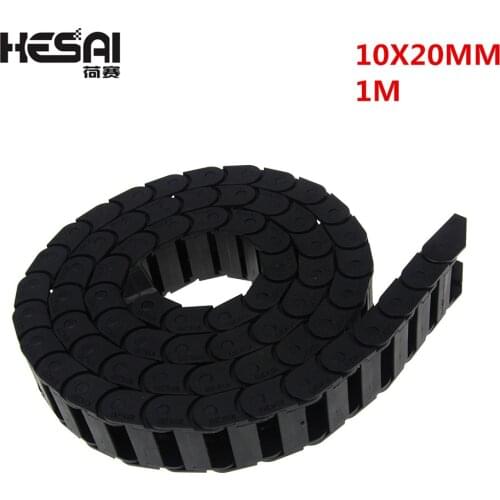 10 x 20mm 10*20mm L1000mm Cable Drag Chain Wire Carrier with End Connectors for CNC Router Machine Tools
