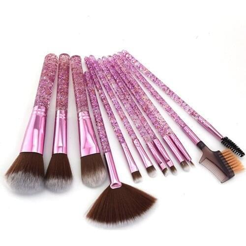 12pcs / set Diamond Crystal Makeup Brushes Set Make Up Tools Foundation Powder Eyeshadow Blending Eyebrow Eyelash Eyeliner Brush