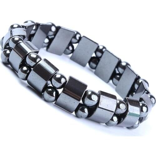 18cm Weight Loss Round Magnetic Hematite Stretch Bracelets Weight Loss Black Magnetic Therapy Bracelet Health Care EK-New