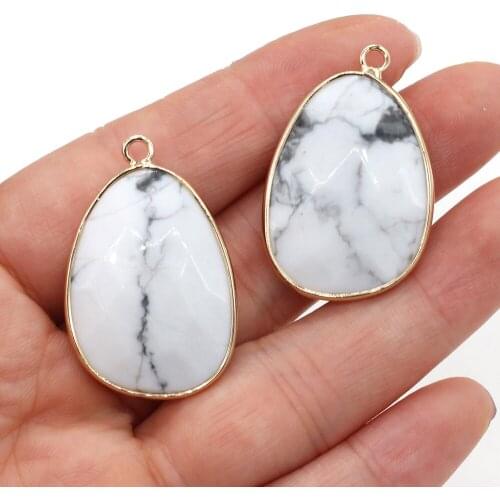 2Pcs Natural White Turquoise Faceted Drop Shape Pendant for Jewelry Making DIY Necklace Earrings Accessories Women Gift 23x34mm