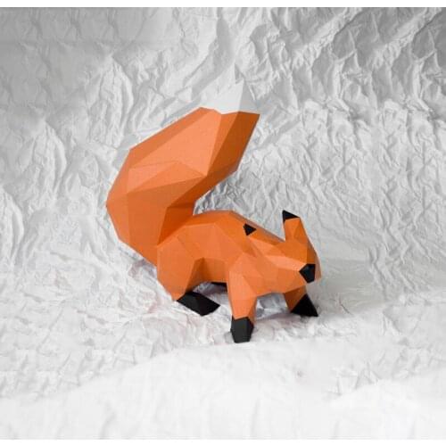 28Cm 3D Paper Model Squirrel Animal Stereo Origami Handmade Papercraft DIY Home Craft Children Educational Toys Creative Decor