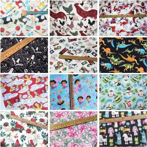 50*105cm Cartoon christmas animal pig chicken dinosaur butterfly 100% cotton fabric For boy girl clothing material dress Sewing
