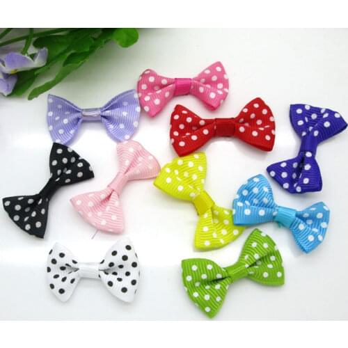 50pcs Mixed Baby Satin Ribbon Bowknot Dot Hair Clips Applique DIY Craft Wedding Bow Tie Scrapbooking Decoration 3.5x2.2cm