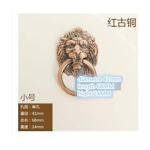 A02 Furniture Handle & Knob antique ion head door Zinc alloy handles delicate red bronze color rings in hand 4cm