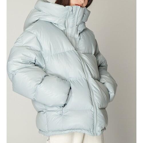 Ailegogo New Winter Women Hooded 90% White Duck Down Jacket Casual Female Thick Warm Loose Down Coat Chic Ladies Snow Outwear