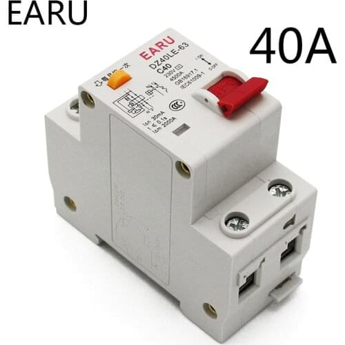 40A DZ40LE EPNL DPNL 230V 1P+N Residual Current Circuit Breaker With Over And Short Current Leakage Protection RCBO RCCB MCB