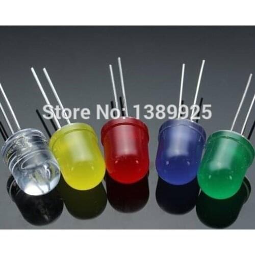 Free Shipping 100Pcs F10 10MM 5 Colors LED Diode Red White Yellow Green Blue