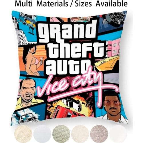 The City Pillow Case Throw Pillow Cover Cotton Linen Flax Gaming Vice City V Game Cj San Andreas 5 Meme Grand Theft Auto San