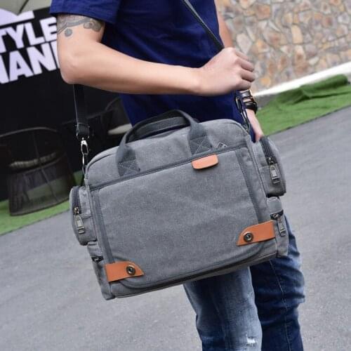 Business Briefcase Retro Canvas Fashion Mens Shoulder Messenger Bag Casual Handbag