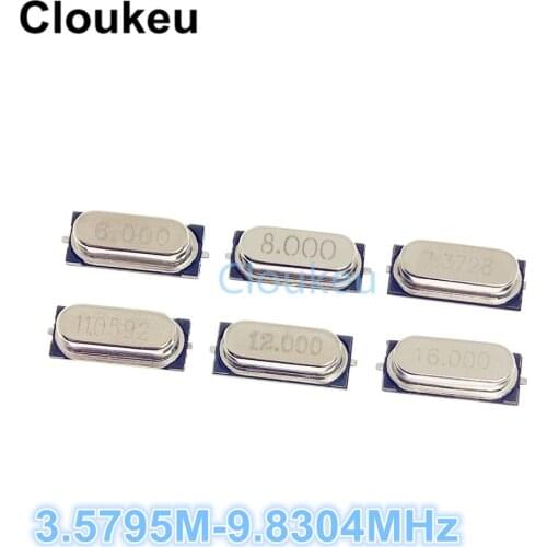 HC-49SMD Crystal 3.5795M 3.6864M 4M 4.1943M 4.9152M 5M 6M 6.144M 7.3728M 8M 8.192M 9.8304MHz