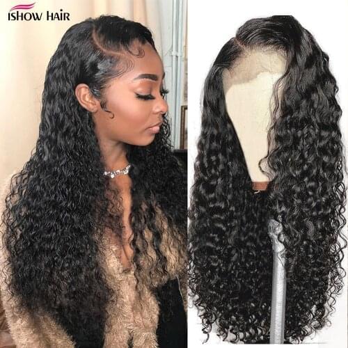 Ishow Transparent Lace Frontal Wig 28 30 Inch Lace Front Wig Human Hair Pre Plucked Water Wave Brazilian Hair Wigs For Women