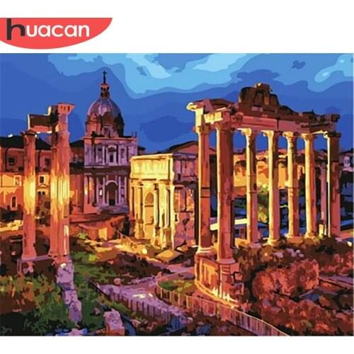 HUACAN DIY Pictures By Number Kits Home Decor Painting By Numbers Building Landscape Drawing On Canvas HandPainted Art Gift