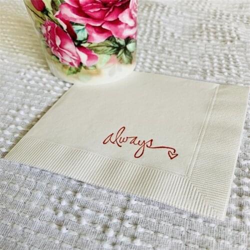 Custom Cocktail Napkins Always White 3 Ply Paper Beverage Wedding Baby Shower Valentines Day Party Decor Disposable napkin