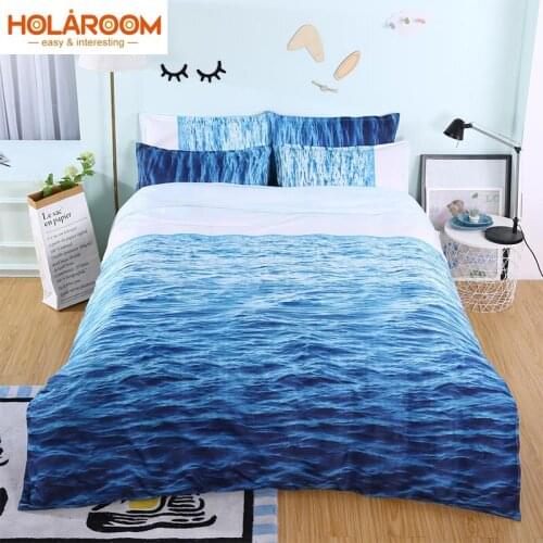 Blue Sea Bedding Sets Reactive Printing 100% Polyester Waves Duvet Cover Set For Home Hotel Decoration Quilt Cover Pillowcase
