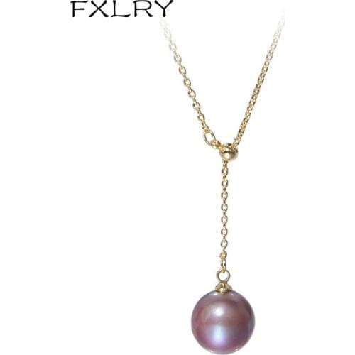 FXLRY Fashionable And Simple Freshwater Pearl Adjustable Y-Shaped Chain Necklace For Women Jewelry
