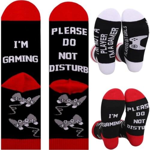 Men Novelty Funny Gaming Socks Please Do Not Disturb Letters Tube Hosiery Gift