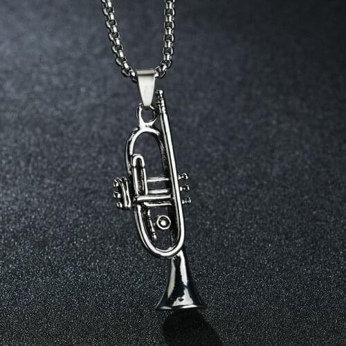 Musical Instrument Trumpet Pendant Necklace Fashion Slivery Saxophone Jewelry Making Necklaces for Music Enthusiast Gift