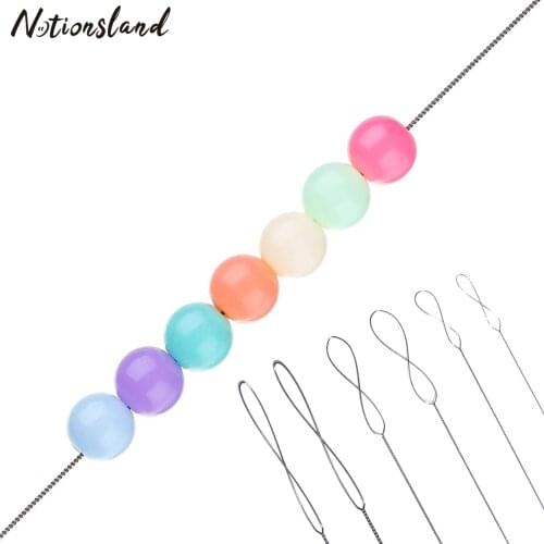 Stainless Steel Beading Needles 0.15-0.7mm Large Big Eye Collapsible Twisted Beading Needles for Jewelry Bracelet Making Tools