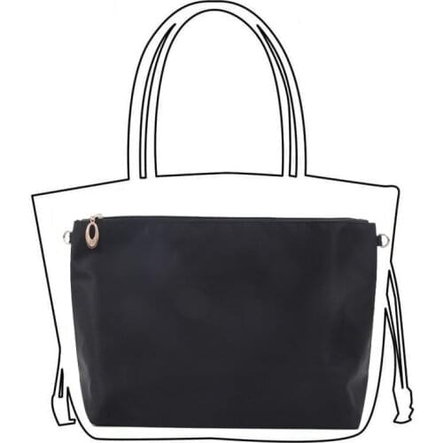 Black Nylon Bag Insert Organizer With Zipper Pockets Tote Bag Organize, Portable Purse Bags, Organizador Bolso