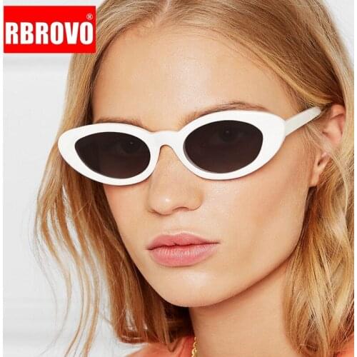 RBROVO 2021 Small Frame Cateye Sunglasses Women Vintage Glasses Luxury Eyeglasses Mirror Shopping Oculos De Sol Feminino UV400