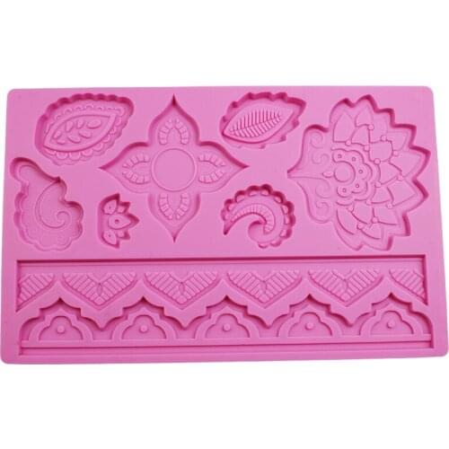 Printing Floewrs Leaf Sapling Baking Untensils Doublle Fondant Cake Tools Silicone Lace Embossed Mold Cake Decor