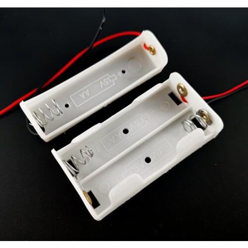 400pcs/lot 1x 2x AA 1.5V Battery Holder Plastic Case Black 1 2 slots AA Batteries Compartment Storage Box With Wire Leads