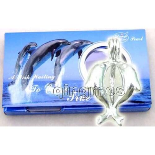 Popular Gift One Box Kiss dolphin pendant Wish Pearl Necklace set wish waiting come true-3622_8 Wholesale/retail