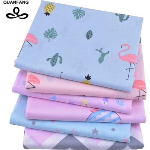 QUANFANG 6pcs/lot Cartoon Pattern,Printed Twill Cotto Fabric For Patchwork DIY quilts Cloth Quilting Sewing Baby/Children bird