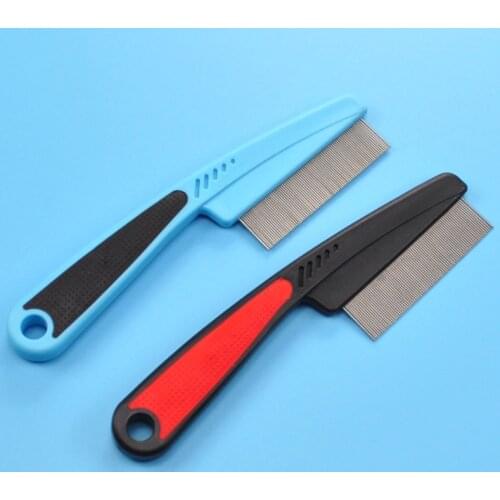 Hairbrush Pet Dog Comb Brush Stainless Steel Dense Tooth Lice Removal Dog Comb Tool Plastic Handle Pet Combs