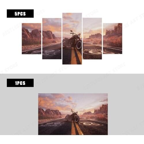 Route 66 and motor bike motorcycle artwork living room decoration home art decor wood frame Canvas poster