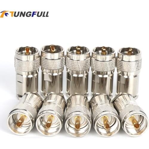 TUNGFULL 4pcs UHF Male Plug PL259 Clamp The RG8 RG165 RG213 LMR400 Connectors Male Plug PL259 Clamp LMR400 Connectors