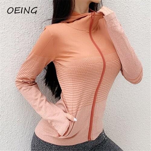 Sports Jacket with Zippers Women Yoga Running Hooded Fitness Gym Clothes